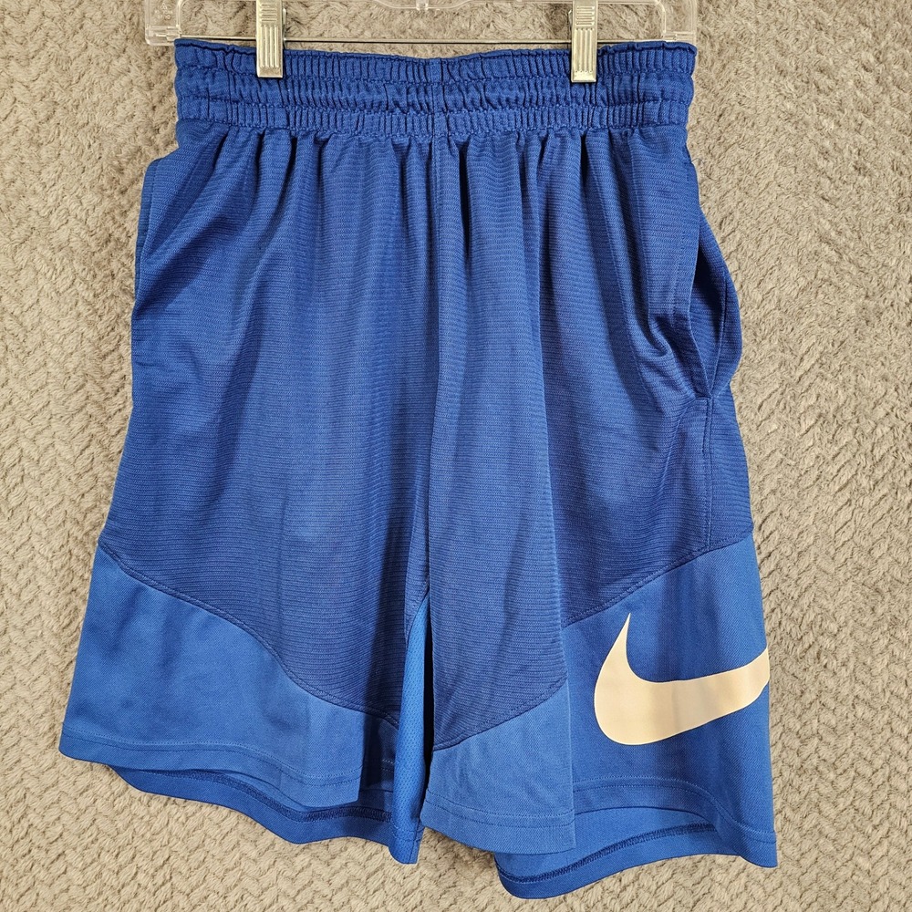 Nike Mens Blue Mesh Athletic Basketball‎ Shorts Swoosh Graphic Size M